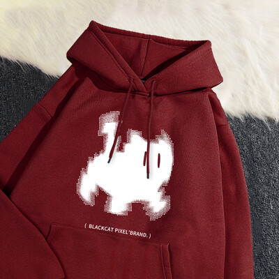 Γυναικεία φούτερ με κουκούλα, μαύρη γάτα, κινούμενα σχέδια με τύπωμα πουλόβερ αναπνέουσα χαλαρή τσέπη Ζεστό φούτερ Φθινοπωρινά χειμερινά αθλητικά ρούχα