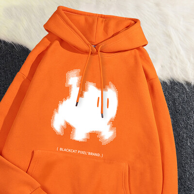 Γυναικεία φούτερ με κουκούλα, μαύρη γάτα, κινούμενα σχέδια με τύπωμα πουλόβερ αναπνέουσα χαλαρή τσέπη Ζεστό φούτερ Φθινοπωρινά χειμερινά αθλητικά ρούχα