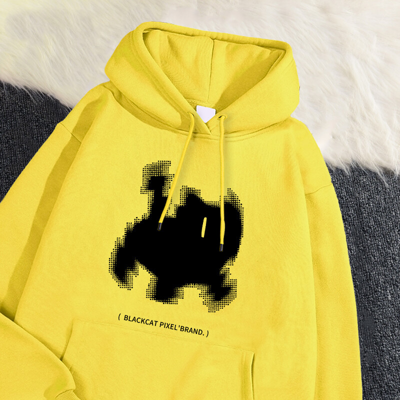 Γυναικεία φούτερ με κουκούλα, μαύρη γάτα, κινούμενα σχέδια με τύπωμα πουλόβερ αναπνέουσα χαλαρή τσέπη Ζεστό φούτερ Φθινοπωρινά χειμερινά αθλητικά ρούχα