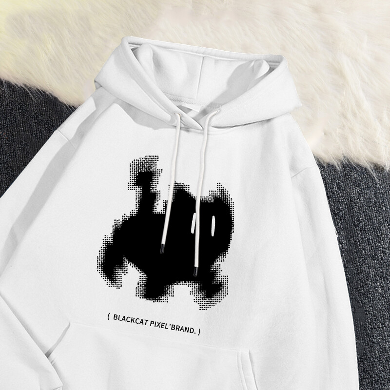 Γυναικεία φούτερ με κουκούλα, μαύρη γάτα, κινούμενα σχέδια με τύπωμα πουλόβερ αναπνέουσα χαλαρή τσέπη Ζεστό φούτερ Φθινοπωρινά χειμερινά αθλητικά ρούχα