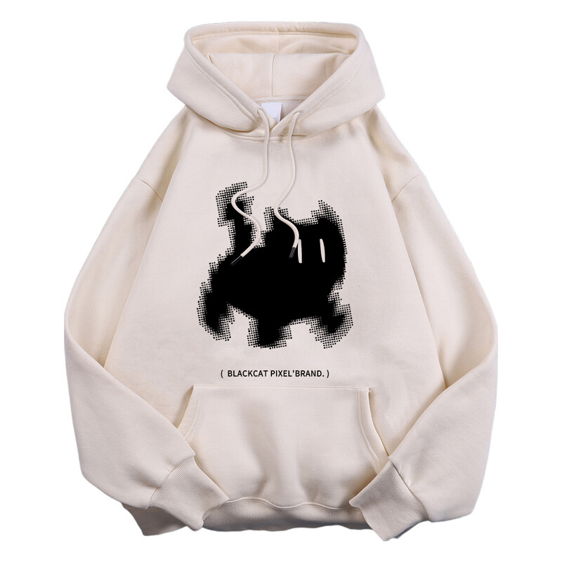 Γυναικεία φούτερ με κουκούλα, μαύρη γάτα, κινούμενα σχέδια με τύπωμα πουλόβερ αναπνέουσα χαλαρή τσέπη Ζεστό φούτερ Φθινοπωρινά χειμερινά αθλητικά ρούχα