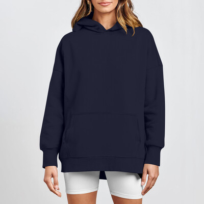 2024 Hanorac de damă, de culoare solidă, cu mâneci lungi, cu gât rotund, la modă, ocazional, confortabil, lejer, pentru femei