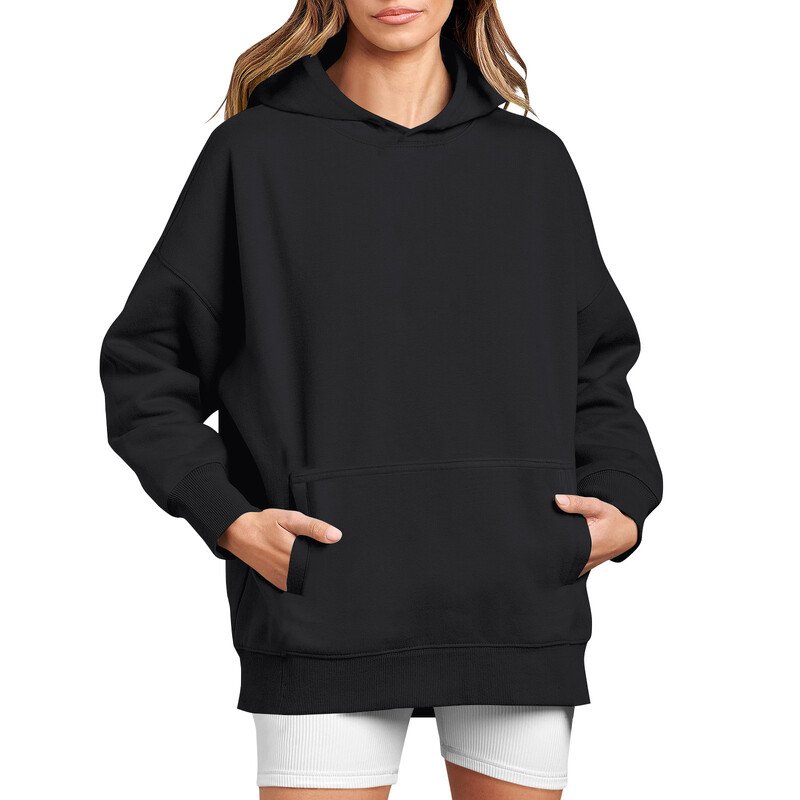 2024 Hanorac de damă, de culoare solidă, cu mâneci lungi, cu gât rotund, la modă, ocazional, confortabil, lejer, pentru femei