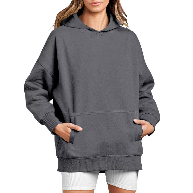 2024 Hanorac de damă, de culoare solidă, cu mâneci lungi, cu gât rotund, la modă, ocazional, confortabil, lejer, pentru femei