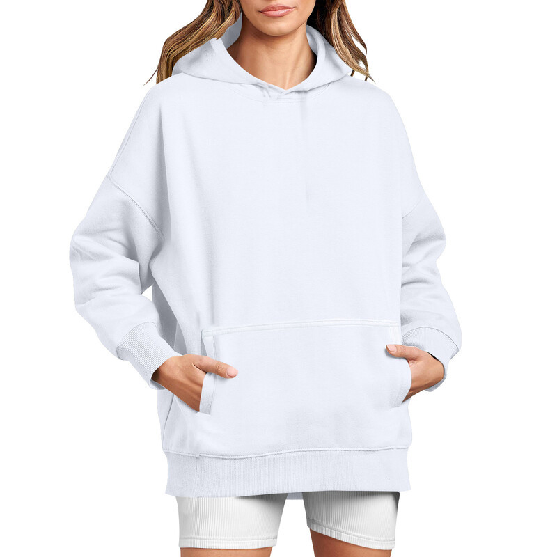 2024 Hanorac de damă, de culoare solidă, cu mâneci lungi, cu gât rotund, la modă, ocazional, confortabil, lejer, pentru femei