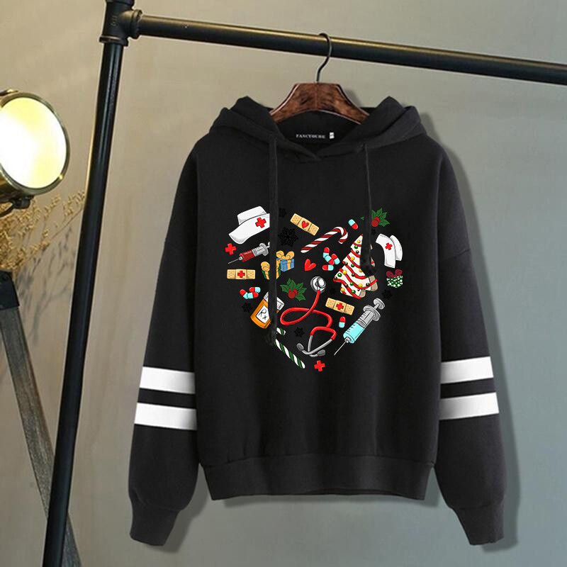 Vruća rasprodaja, jesen i zima, modni pulover s dugim rukavima, božićna medicinska sestra, majica s kapuljačom za sportove na otvorenom, ležerna majica s kapuljačom