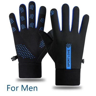 Mănuși de iarnă Bărbați Femei Ciclism Bicicletă Lână termică anti-alunecare Rezistent la frig Rezistent la apă Cald pentru alergare în aer liber Mănuși de schi