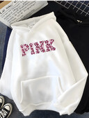 New Hirsionsan Hanorac cu imprimeu cu litere gotice pentru femei, moale, ocazional, largi, îmbrăcăminte sport, hanorac pentru femei, haine calde din fleece pentru femei