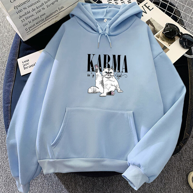 The Eras Tour Karma Is A Cat Hanorac oversize pentru femei Moda estetică Hanorace Anime cu mânecă lungă High Street Sportwear Unisex