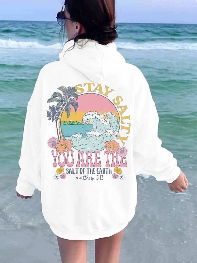 Hanorac de damă cu imprimeu cu cocos din ocean, design de modă, lejer, versatil, îmbrăcăminte pentru femei, hanorac din lână toamnă/iarnă