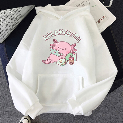 Υπερμεγέθη Axolotl Boba Milk Tea Hoodies Κορεατικού στυλ Γυναικεία Ρούχα Kawaii Φούτερ Vintage Cartoon Graphic Harajuku Hoodie