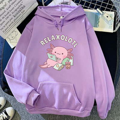 Υπερμεγέθη Axolotl Boba Milk Tea Hoodies Κορεατικού στυλ Γυναικεία Ρούχα Kawaii Φούτερ Vintage Cartoon Graphic Harajuku Hoodie