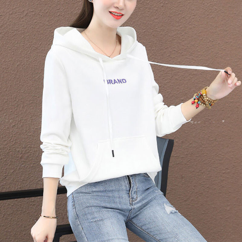 Γυναικείες μακρυμάνικες κουκούλες εκτύπωσης Simplicity, Γυναικεία ρούχα, Casual, μπλουζάκια με όλα τα ταιριαστά, Office Lady, Φθινοπωρινή μόδα