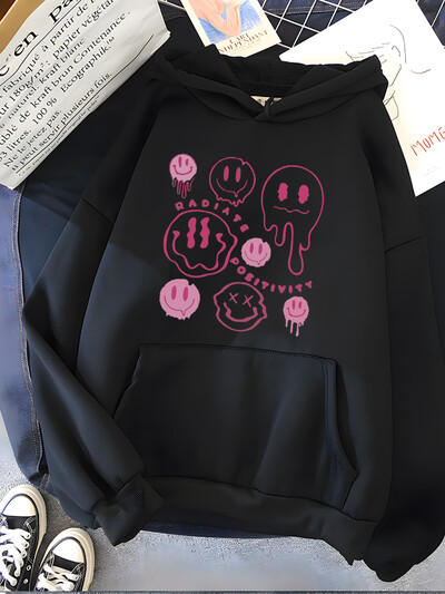 Hirsionsan Funny Graphic Print Hoodies Γυναικεία μαλακά φαρδιά αθλητικά ρούχα Γυναικεία φούτερ Ζεστό Fleece Γυναικεία Ρούχα Πολυεστέρας Y2k