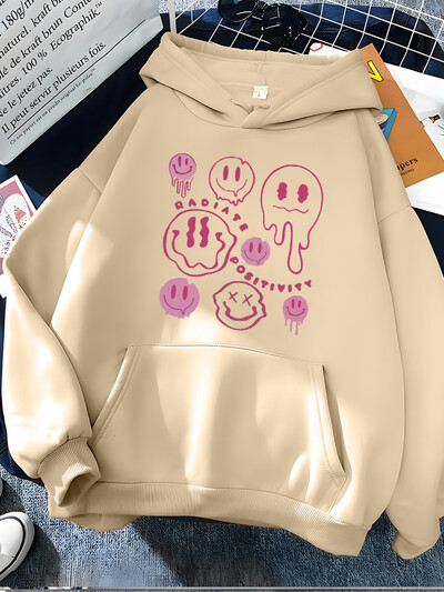Hirsionsan Funny Graphic Print Hoodies Γυναικεία μαλακά φαρδιά αθλητικά ρούχα Γυναικεία φούτερ Ζεστό Fleece Γυναικεία Ρούχα Πολυεστέρας Y2k