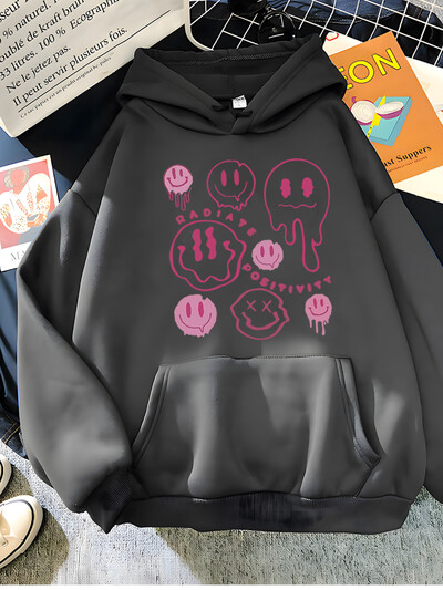 Hirsionsan Funny Graphic Print Hoodies Γυναικεία μαλακά φαρδιά αθλητικά ρούχα Γυναικεία φούτερ Ζεστό Fleece Γυναικεία Ρούχα Πολυεστέρας Y2k
