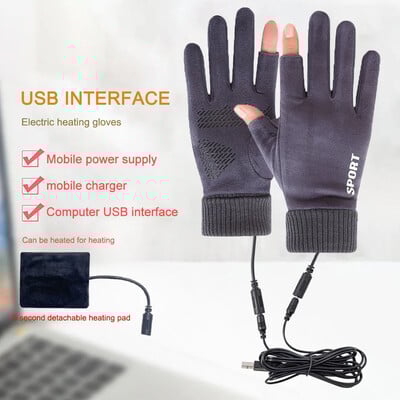 Încălzitor de mâini electric cu ecran tactil, încălzit, rezistent la vânt, reîncărcabil prin USB, mănuși termice cu încălzire cu 2 degete, pentru femei, bărbați