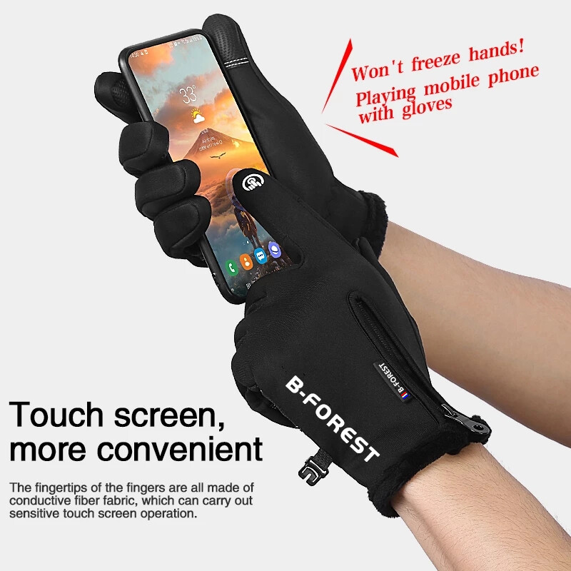 Unisex Οθόνη αφής Full Finger Glove Winter Thermal Warm Cycling Bicycle Bike Ski Outdoor Sports Camping Πεζοπορία Γάντι μοτοσυκλέτας
