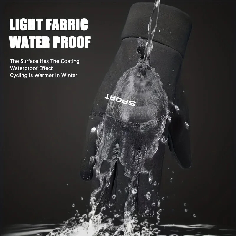 Pánske zimné nepremokavé cyklistické rukavice, outdoorové športy, lyžovanie, beh, motocykel, dotyková obrazovka, fleecové rukavice, protišmykové, teplé, plné prsty