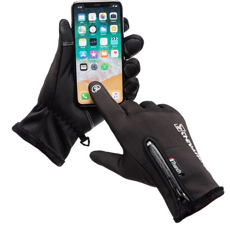 Žiemos Vyrai Moterys plius Velvet Šiltas Vėjo nepraleidžiantis jutiklinis ekranas Slidinėjimo pirštinė Lauko Sportas Fitnesas Neslidžios Dviračio pirštinės C57