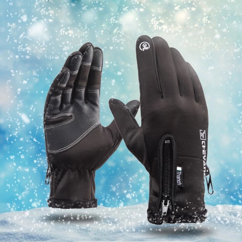 Žiemos Vyrai Moterys plius Velvet Šiltas Vėjo nepraleidžiantis jutiklinis ekranas Slidinėjimo pirštinė Lauko Sportas Fitnesas Neslidžios Dviračio pirštinės C57