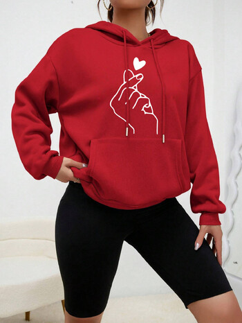 Απλή Heart By Hand Print Ρούχα Γυναικεία Hip Hop Street Hoodies Casual fashion φούτερ πολύχρωμη γυναικεία κουκούλα με κουκούλα