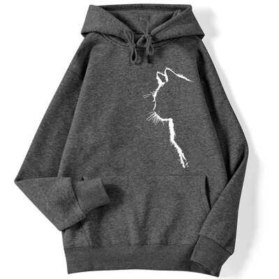 Hanorac ocazional pentru femei, cu imprimare cu trăsuri simple ale pisicii, cu mâneci picurătoare, pulover elastic, cald, pentru damă, maiuri, haine
