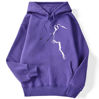 Hanorac ocazional pentru femei, cu imprimare cu trăsuri simple ale pisicii, cu mâneci picurătoare, pulover elastic, cald, pentru damă, maiuri, haine