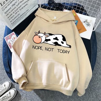 Nope Not Today Забавни качулки с принт на крави Хип-хоп Streetwear Kawaii Дамски суичъри 2023 Пролет Есен Дамски пуловери Суичър