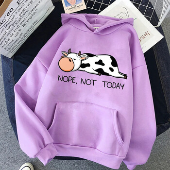 Nope Not Today Забавни качулки с принт на крави Хип-хоп Streetwear Kawaii Дамски суичъри 2023 Пролет Есен Дамски пуловери Суичър