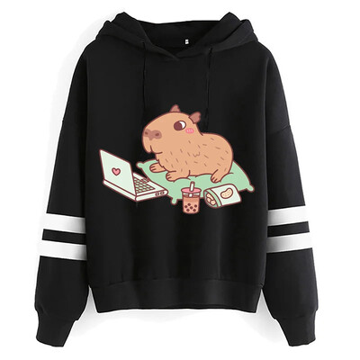 Kawaii Cartoon Capybara Pusad Naiste/meeste Harajuku Mood Graafilised Tänavarõivad Unisex talvised soojad dressipluusid Kapuutsiga Naiste/meeste