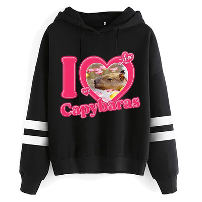Kawaii Cartoon Capybara Pusad Naiste/meeste Harajuku Mood Graafilised Tänavarõivad Unisex talvised soojad dressipluusid Kapuutsiga Naiste/meeste