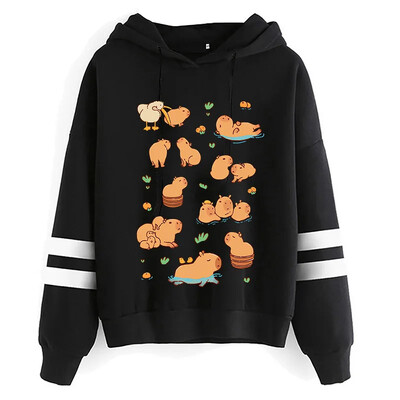 Kawaii Cartoon Capybara Pusad Naiste/meeste Harajuku Mood Graafilised Tänavarõivad Unisex talvised soojad dressipluusid Kapuutsiga Naiste/meeste
