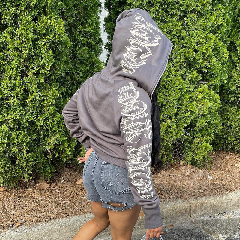 Ευρώπη και Ηνωμένες Πολιτείες Μόδα Γυναικεία Φθινοπωρινή Νέο Μονόχρωμο Μονόγραμμα Kepeng Hoodie Μακρυμάνικο πουλόβερ