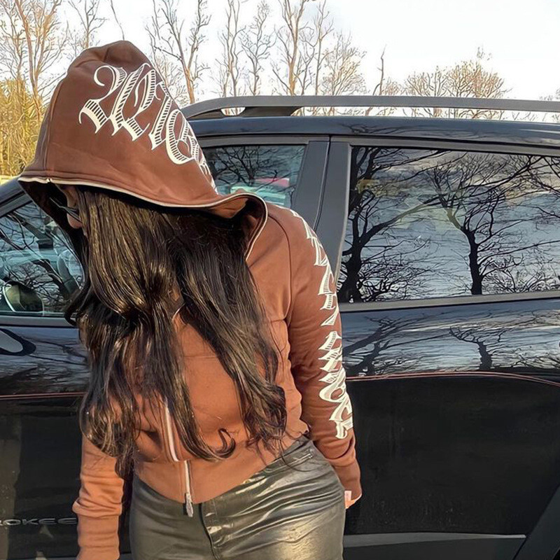 Ευρώπη και Ηνωμένες Πολιτείες Μόδα Γυναικεία Φθινοπωρινή Νέο Μονόχρωμο Μονόγραμμα Kepeng Hoodie Μακρυμάνικο πουλόβερ