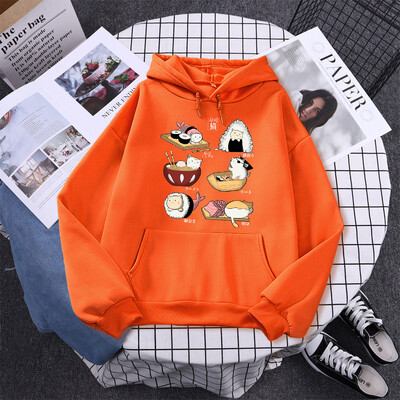 Σούσι Cat`s Day Harajuku με εμπριμέ κουκούλα Γυναικεία Μόδα Φαρδιά Ρούχα Φούτερ φλις φθινοπώρου Casual Γυναικεία ρούχα με λαιμόκοψη