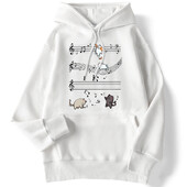 Unisex γυναικεία φούτερ με κουκούλα Kopie Von Musical Cats Μουσικές νότες στάμπα Φούτερ μακρυμάνικο ελαστικό άνετο γυναικείο πουλόβερ με κουκούλα