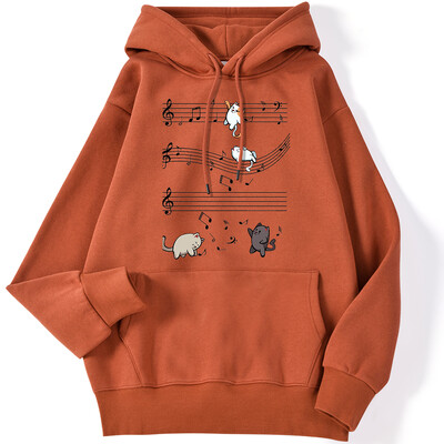 Unisex γυναικεία φούτερ με κουκούλα Kopie Von Musical Cats Μουσικές νότες στάμπα Φούτερ μακρυμάνικο ελαστικό άνετο γυναικείο πουλόβερ με κουκούλα
