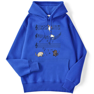 Unisex γυναικεία φούτερ με κουκούλα Kopie Von Musical Cats Μουσικές νότες στάμπα Φούτερ μακρυμάνικο ελαστικό άνετο γυναικείο πουλόβερ με κουκούλα