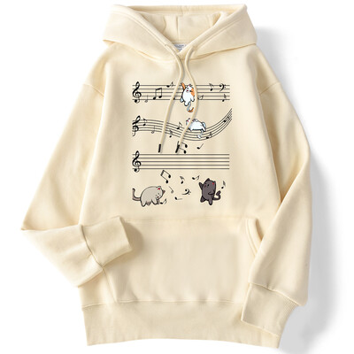 Unisex γυναικεία φούτερ με κουκούλα Kopie Von Musical Cats Μουσικές νότες στάμπα Φούτερ μακρυμάνικο ελαστικό άνετο γυναικείο πουλόβερ με κουκούλα