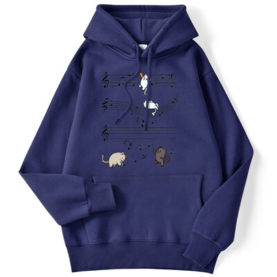 Unisex γυναικεία φούτερ με κουκούλα Kopie Von Musical Cats Μουσικές νότες στάμπα Φούτερ μακρυμάνικο ελαστικό άνετο γυναικείο πουλόβερ με κουκούλα