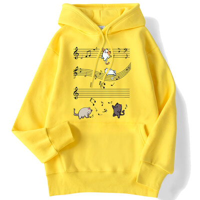 Unisex γυναικεία φούτερ με κουκούλα Kopie Von Musical Cats Μουσικές νότες στάμπα Φούτερ μακρυμάνικο ελαστικό άνετο γυναικείο πουλόβερ με κουκούλα