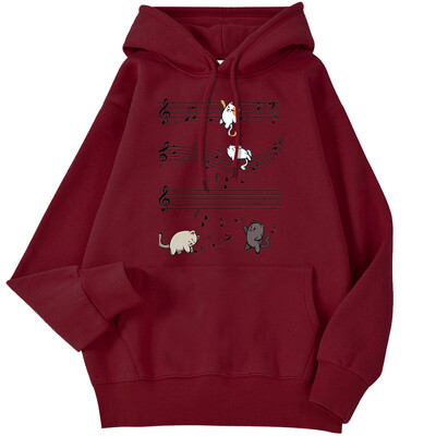 Unisex γυναικεία φούτερ με κουκούλα Kopie Von Musical Cats Μουσικές νότες στάμπα Φούτερ μακρυμάνικο ελαστικό άνετο γυναικείο πουλόβερ με κουκούλα