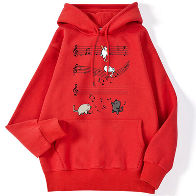 Unisex γυναικεία φούτερ με κουκούλα Kopie Von Musical Cats Μουσικές νότες στάμπα Φούτερ μακρυμάνικο ελαστικό άνετο γυναικείο πουλόβερ με κουκούλα
