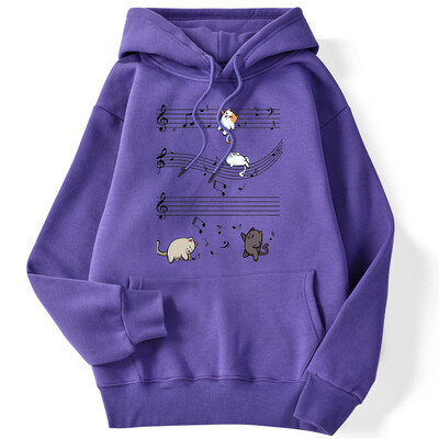 Unisex γυναικεία φούτερ με κουκούλα Kopie Von Musical Cats Μουσικές νότες στάμπα Φούτερ μακρυμάνικο ελαστικό άνετο γυναικείο πουλόβερ με κουκούλα