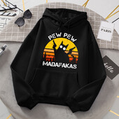 Pew Pew Madafakas Cat With Two Guns Hoodies Γυναικεία Casual Fashion All Match Hoody Fleece Ζεστά νέα πουλόβερ Harajuku Trend με κουκούλα
