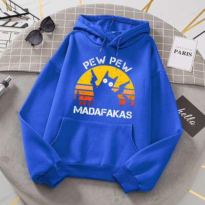 Pew Pew Madafakas Cat With Two Guns Hoodies Γυναικεία Casual Fashion All Match Hoody Fleece Ζεστά νέα πουλόβερ Harajuku Trend με κουκούλα