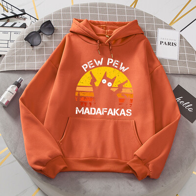 Pew Pew Madafakas Cat With Two Guns Hoodies Γυναικεία Casual Fashion All Match Hoody Fleece Ζεστά νέα πουλόβερ Harajuku Trend με κουκούλα