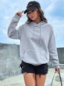 Μονόχρωμο casual hoodie για γυναικεία δημιουργικά φούτερ τσέπης Παντός αγώνα Γυναικεία ρούχα από φλις Unisex πουλόβερ