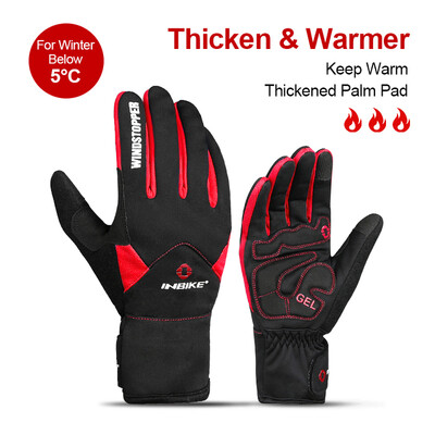 INBIKE Winter Cycling Gloves Man Touch Screen Bicycle Gloves Thickened Ανδρικά γάντια MTB for Riding Bike Αξεσουάρ μοτοσικλετιστών